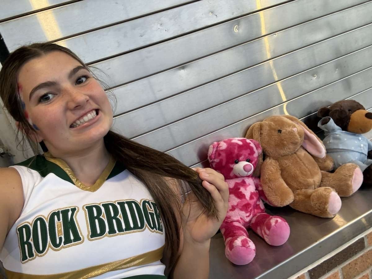 Stuffed animal with Rock Bridge Cheer